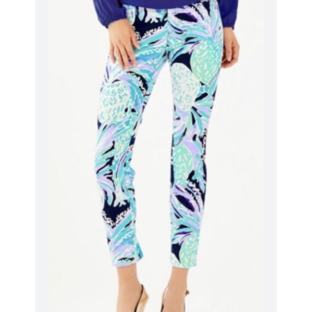 Lilly Pulitzer Ankle Pants‎ Pineapple Print Stretch Casual Size 2